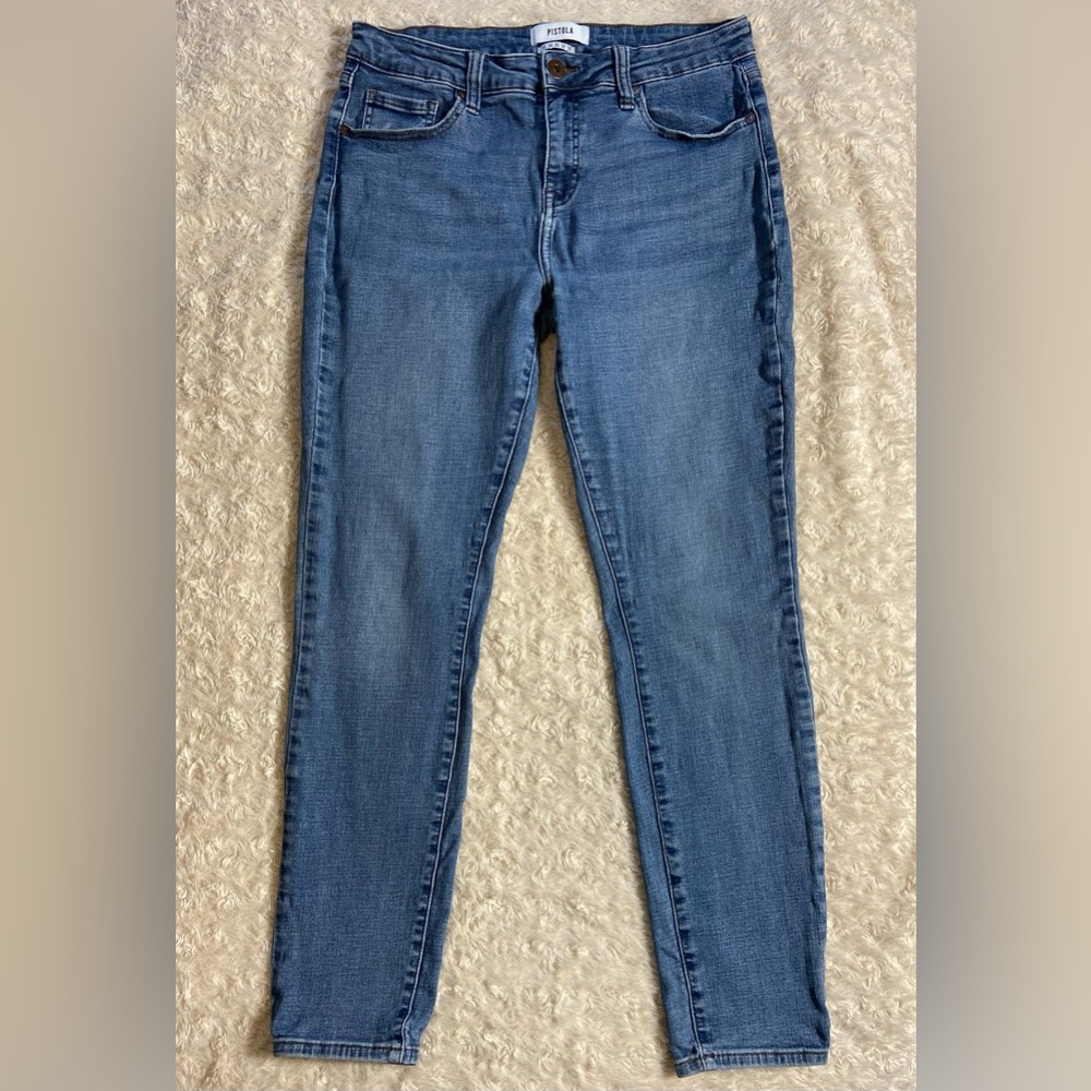 Pistola Arielle High Rise Cigarette Leg Medium Blue Jeans Size 30